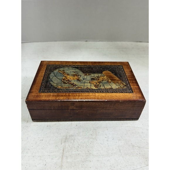 Handcrafted World Map Keepsake Box - Picture 1 of 7